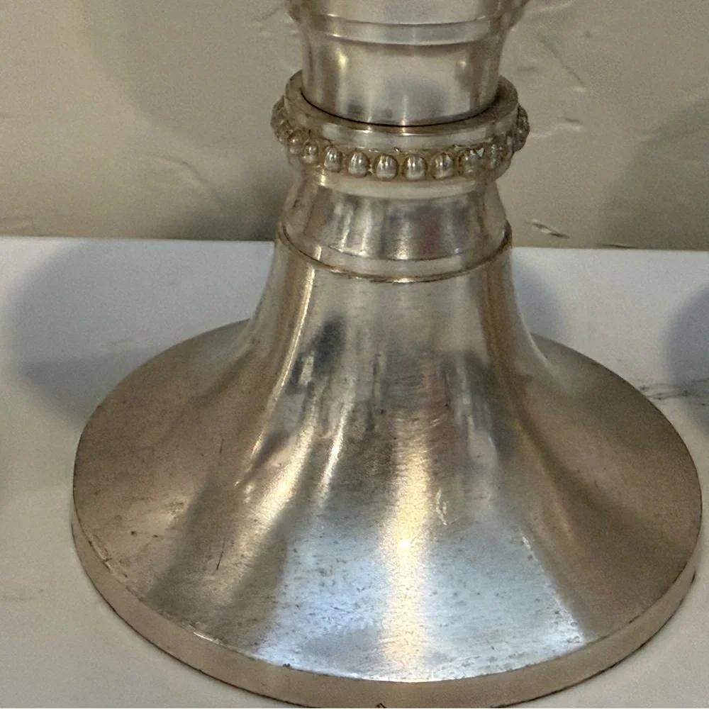 Set Of‎ 3 Pottery Barn Silver Plate Rope Twist Candlesticks Candle Holders Heavy